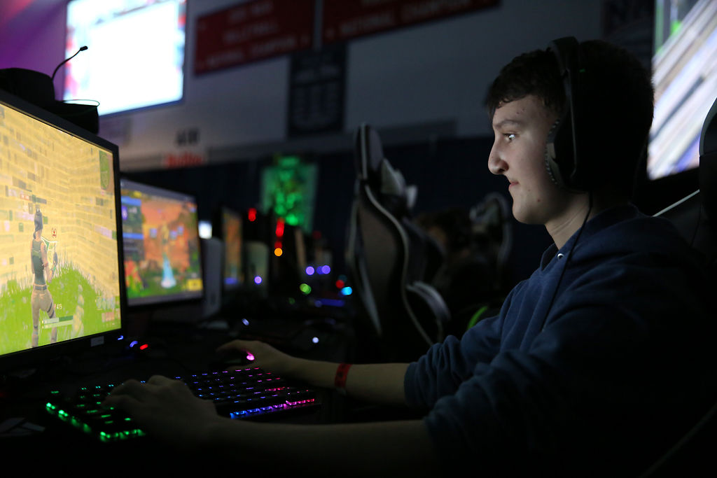 Dallin Hemming, 14, plays in a Fortnite tournament